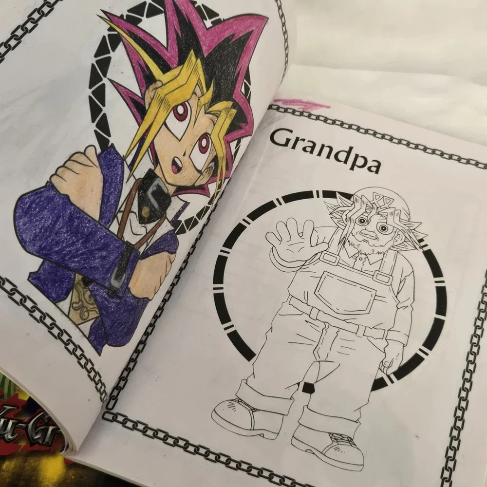 Lot of 2 Yu-Gi-Oh! Jumbo Coloring Activity Books Landoll 2020 Some Pages Colored